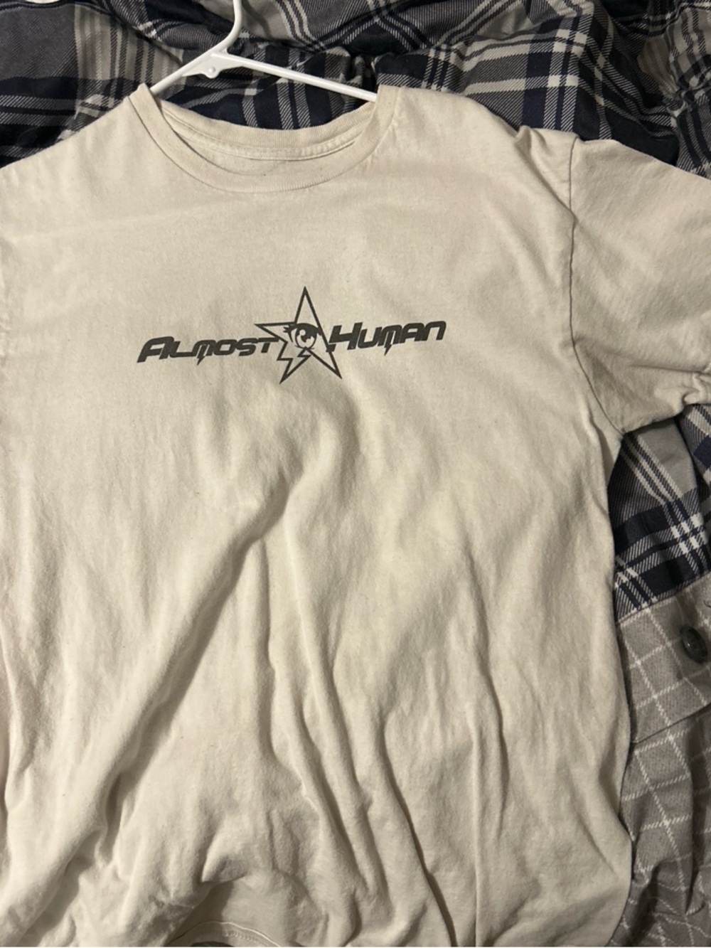Tilly's Off-White 'Almost Human' Logo Short Sleeve Tee